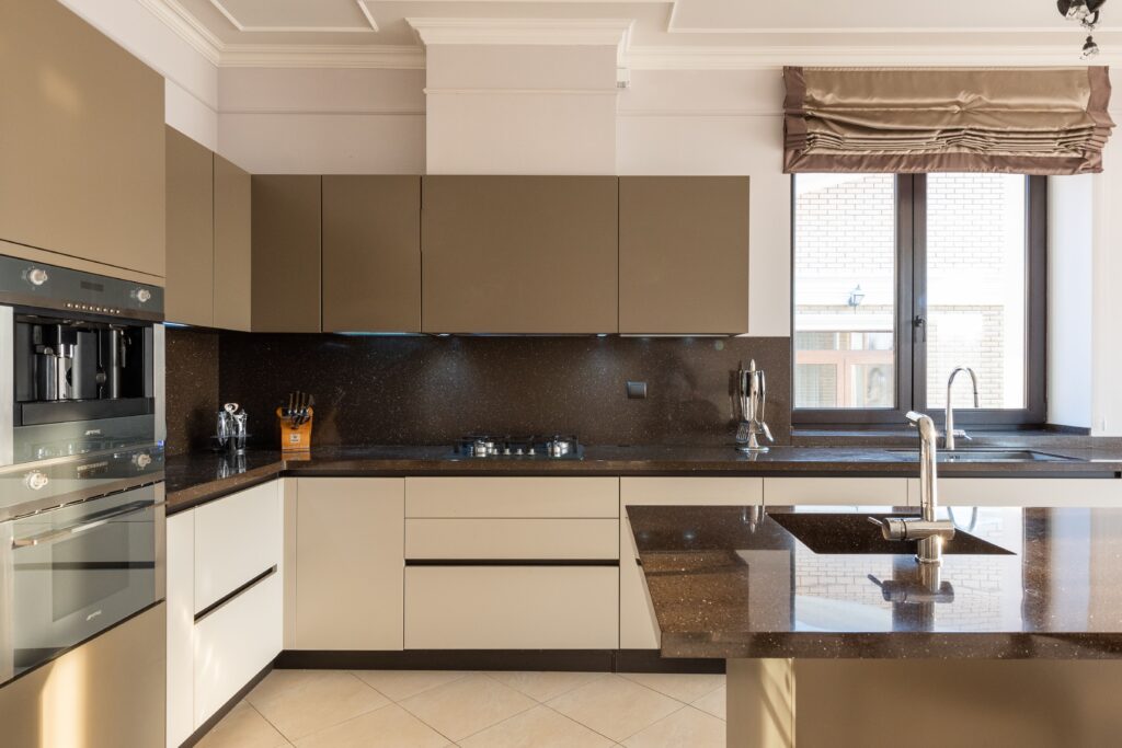 Luxury bedroom interior with custom wardrobe and lighting